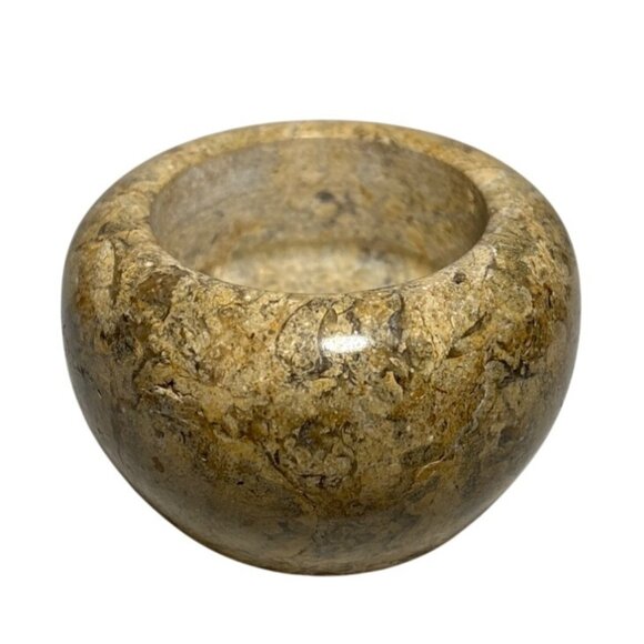 Polished Stone Marble Tealight Candle Holder Natural Beige Minimalist Unique - Picture 1 of 10